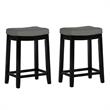 Home Square 2 Piece PU Upholstery Wood Counter Stool Set in Gray