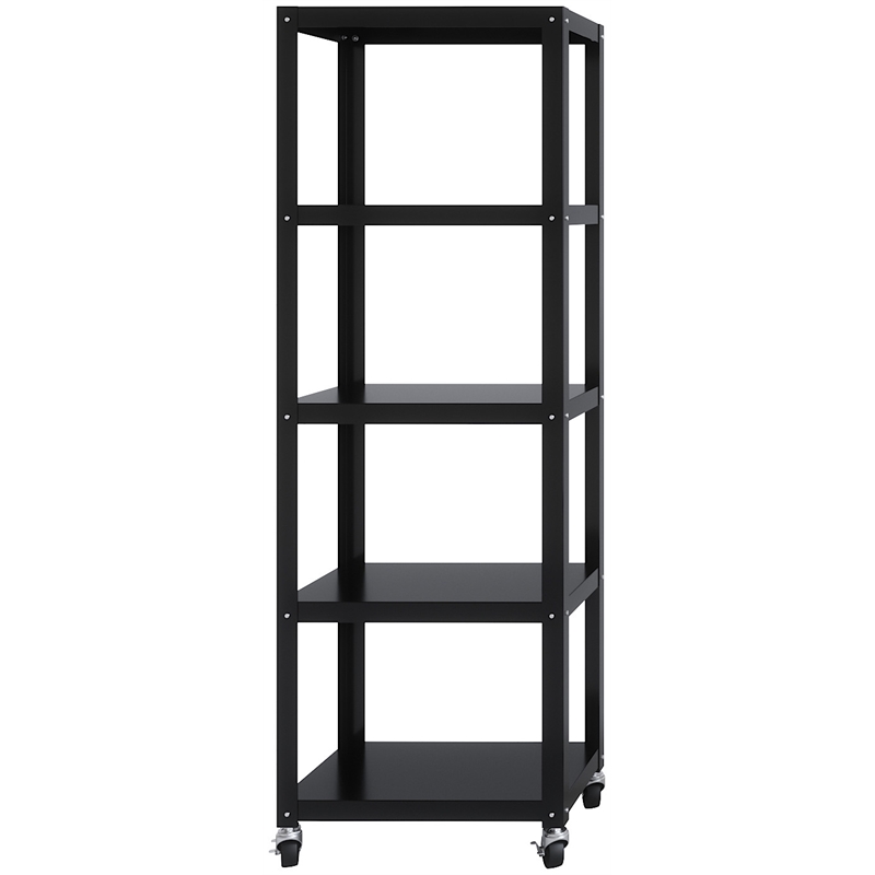Home Square 5 Shelf Mobile Wood Bookcase Set in Black (Set of 2)