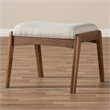 Home Square 2 Piece Solid Wood/Fabric Upholstered Ottoman Set Light Beige/Walnut