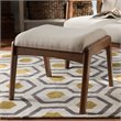 Home Square 2 Piece Solid Wood/Fabric Upholstered Ottoman Set Light Beige/Walnut