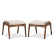 Home Square 2 Piece Solid Wood/Fabric Upholstered Ottoman Set Light Beige/Walnut