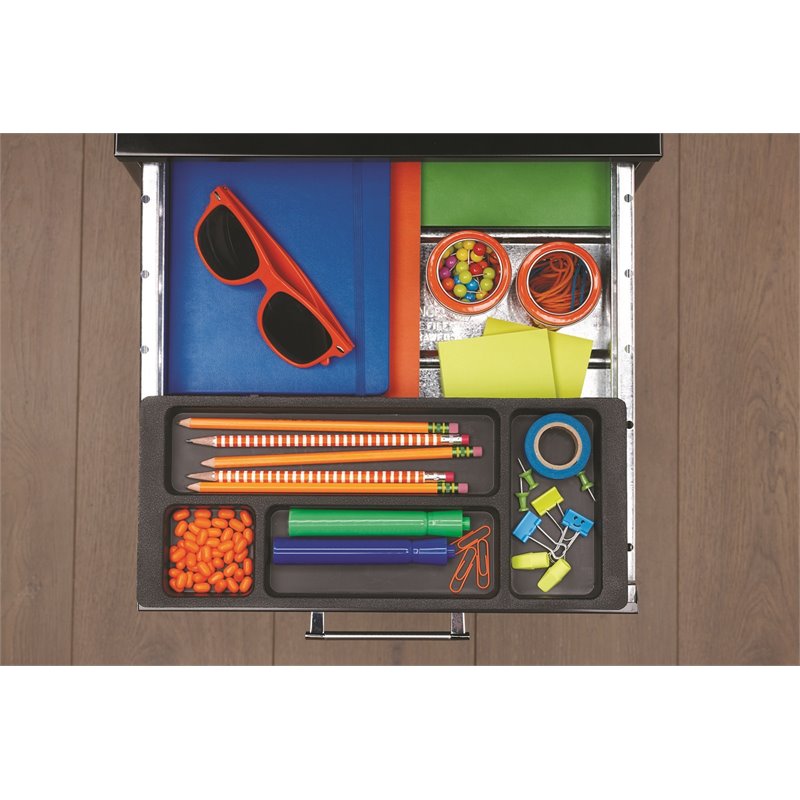 Home Square 3 Drawer Metal Filing Cabinet Set in Black (Set of 2)