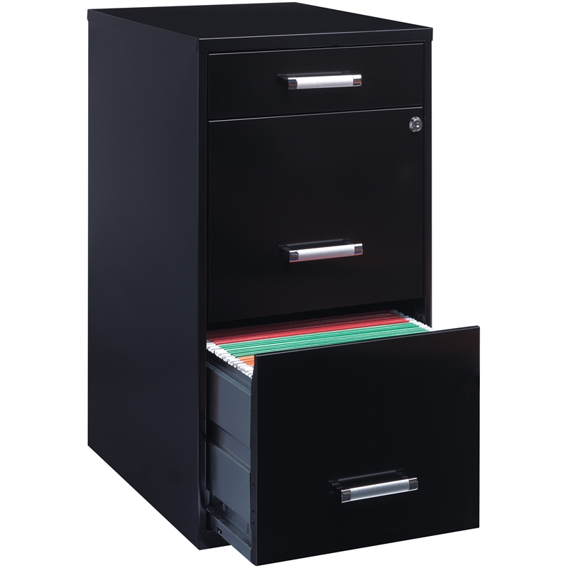 Home Square 3 Drawer Metal Filing Cabinet Set in Black (Set of 2)