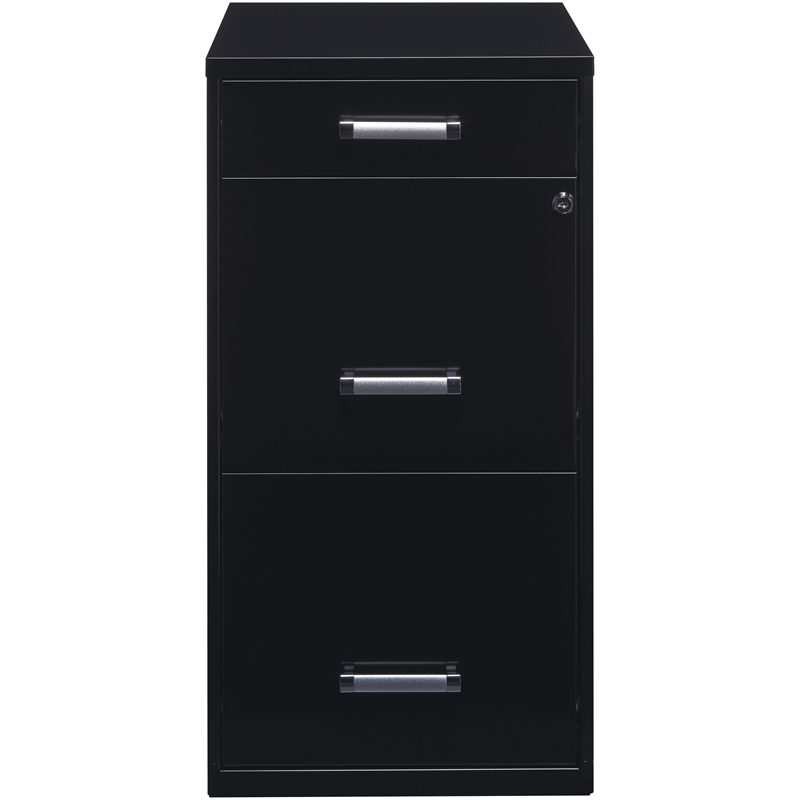Home Square 3 Drawer Metal Filing Cabinet Set in Black (Set of 2)