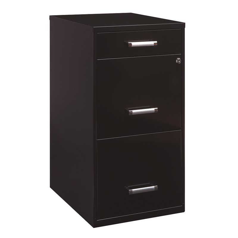 Home Square 3 Drawer Metal Filing Cabinet Set in Black (Set of 2)