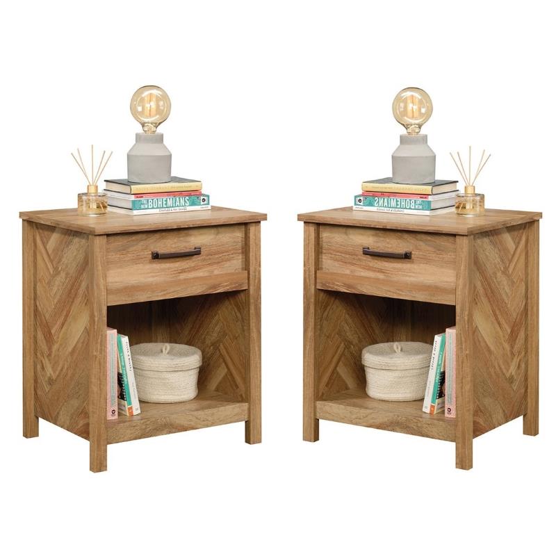 Home Square Wood Bedroom Nightstand in Sindoori Mango Brown ( Set of 2 )