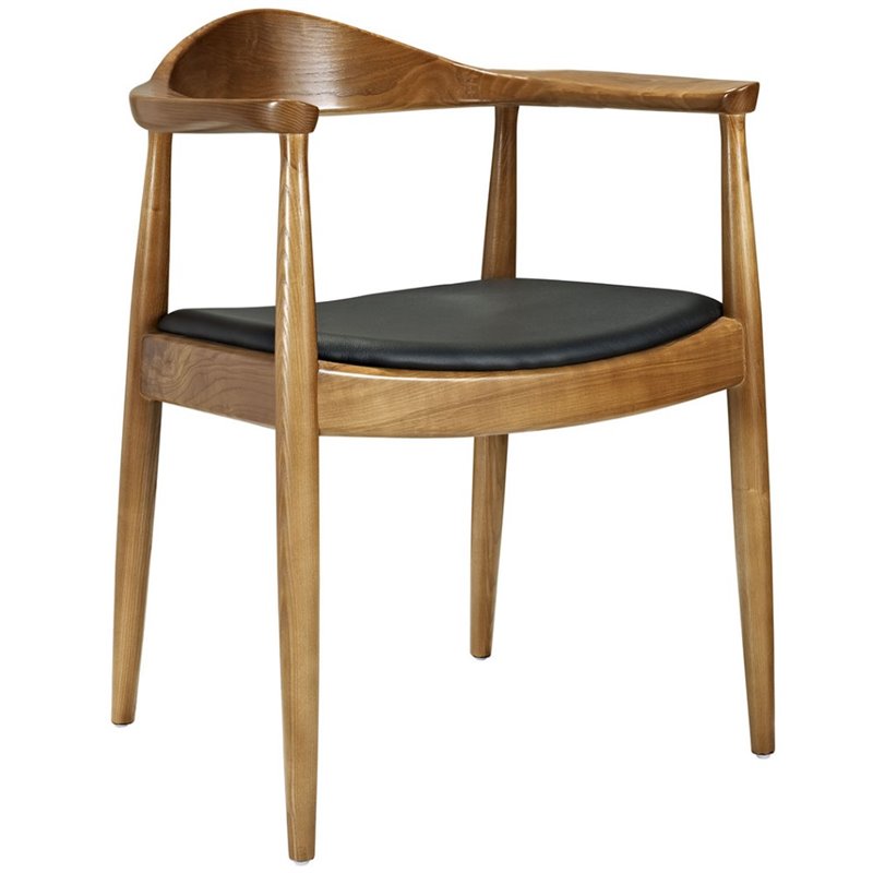 Home Square 2 Piece Vinyl and Ash Wood Dining Arm Chair Set in Black