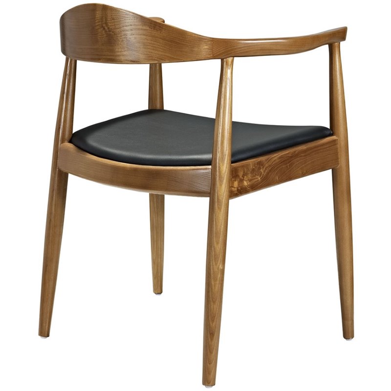Home Square 2 Piece Vinyl and Ash Wood Dining Arm Chair Set in Black