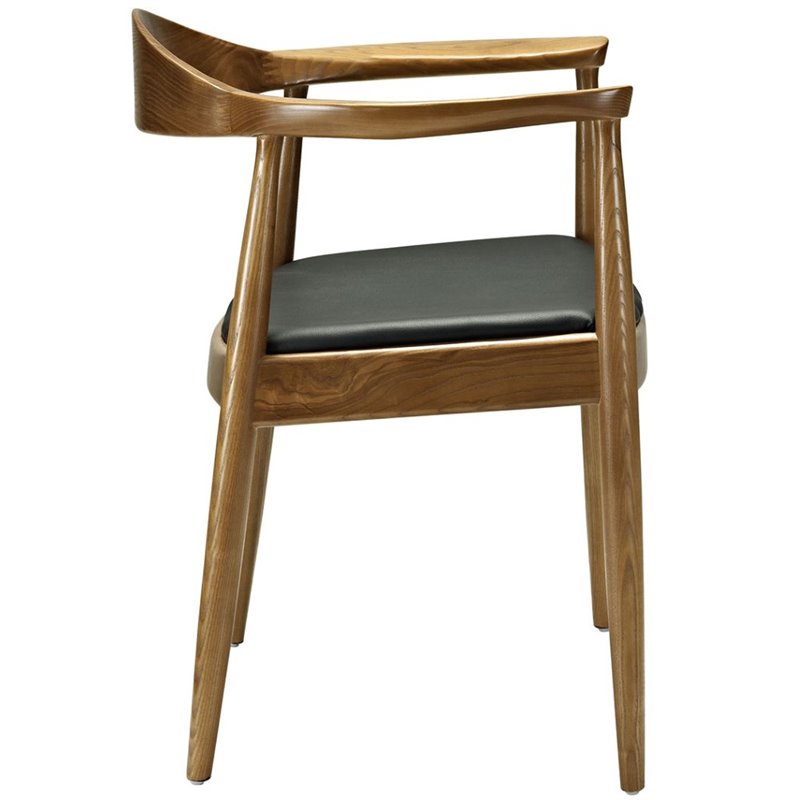 Home Square 2 Piece Vinyl and Ash Wood Dining Arm Chair Set in Black