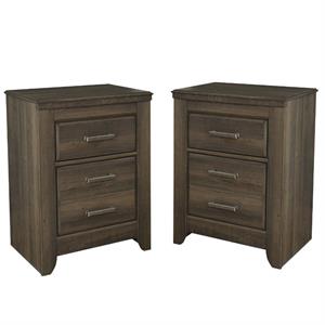 Home Square 2-Drawer Nightstand in Dark Brown ( Set of 2 )