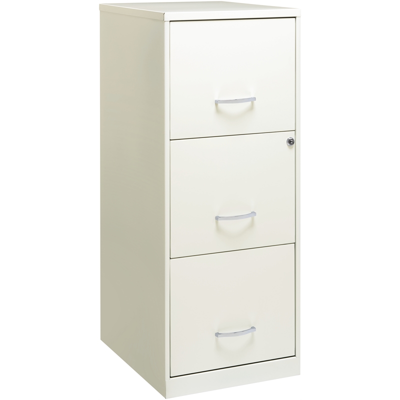 Home Square 3 Drawer Vertical Metal Filing Cabinet Set in Pearl White (Set of 2)