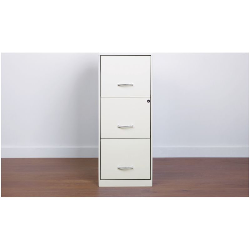 Home Square 3 Drawer Vertical Metal Filing Cabinet Set in Pearl White (Set of 2)