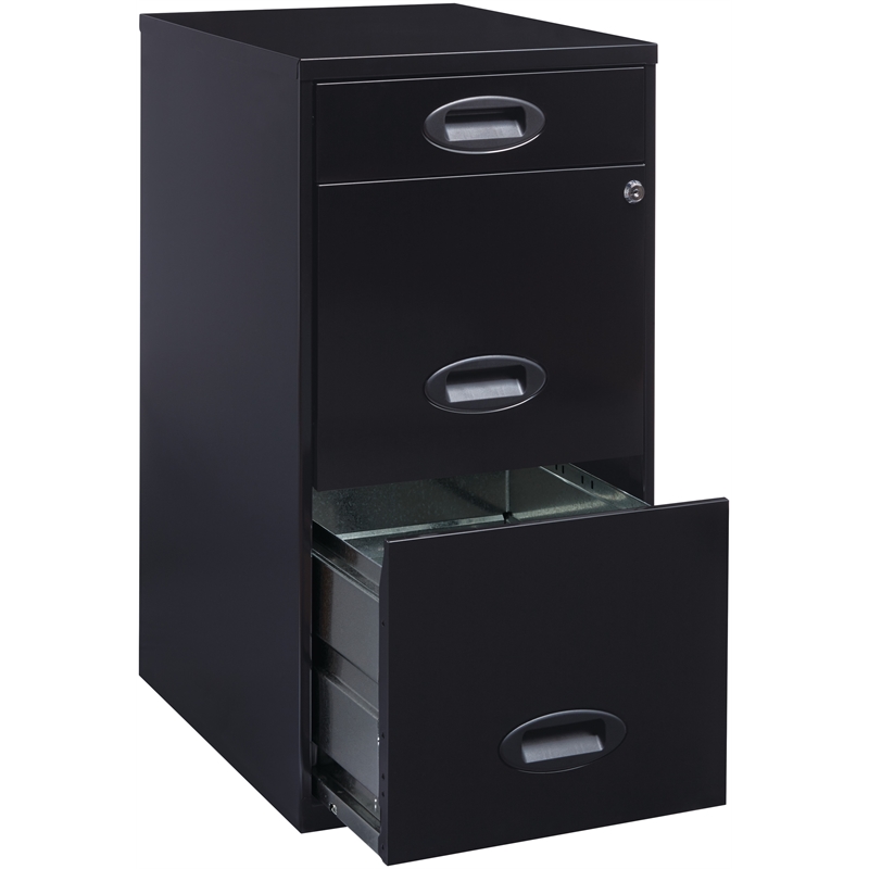 Home Square 3 Drawer Metal Vertical Filing Cabinet Set in Black (Set of 2)