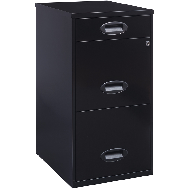 Home Square 3 Drawer Metal Vertical Filing Cabinet Set in Black (Set of 2)
