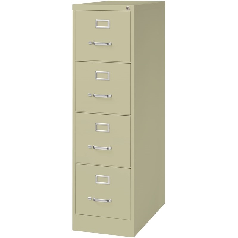 Home Square 4 Drawer Vertical Metal Filing Cabinet Set in Putty/Beige (Set of 2)