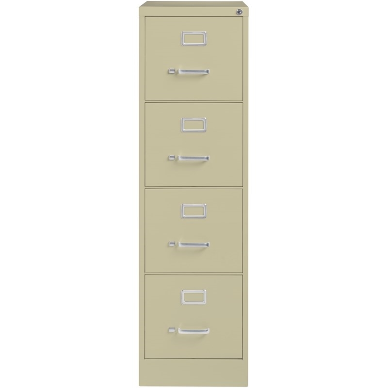 Home Square 4 Drawer Vertical Metal Filing Cabinet Set in Putty/Beige (Set of 2)