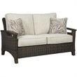Home Square 2 Piece Patio Polyester Loveseat Set in Medium Brown