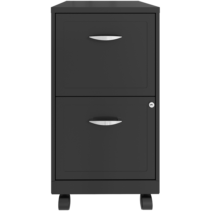 Home Square 2 Drawer Mobile Metal Filing Cabinet Set in Charcoal (Set of 2)