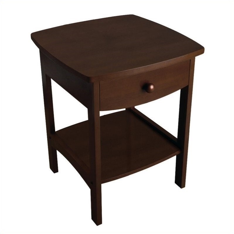 Home Square 2 Piece Wood End Table/Nightstand Set in Antique Walnut