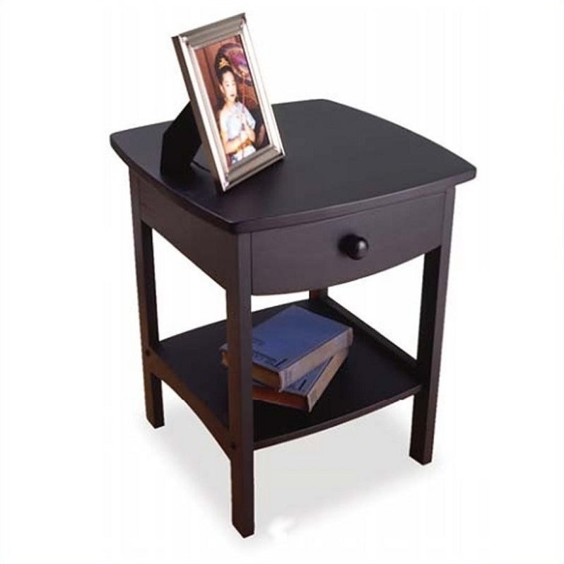 Home Square 2 Piece Wood End Table/Nightstand Set in Black