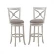 Home Square 2 Piece Swivel Counter Stool Set in Distressed Antique White