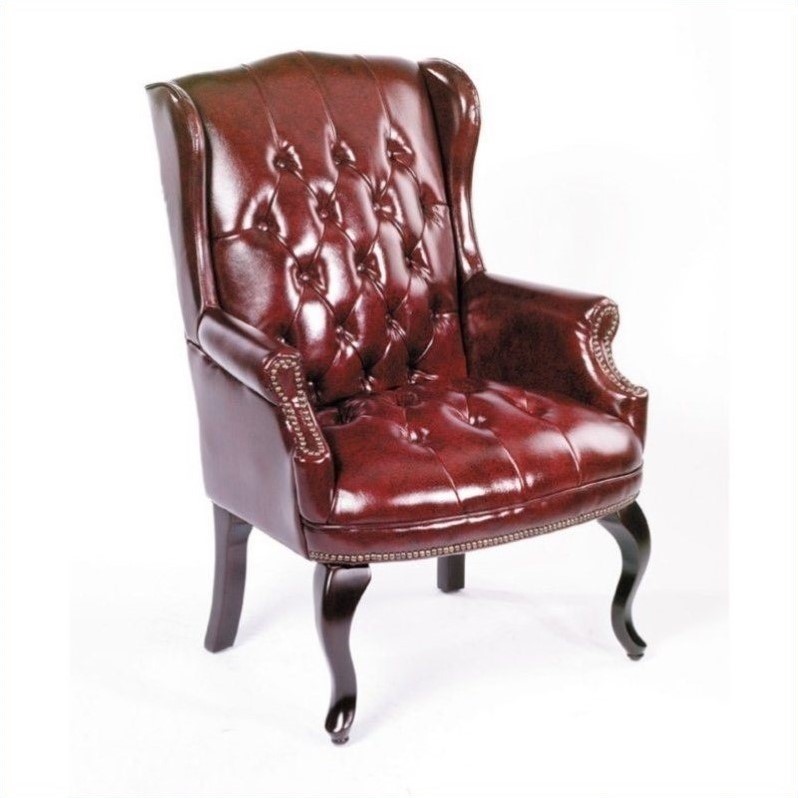 Home Square 2 Piece Vinyl Guest Office Accent Chair Set in Red