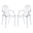 Home Square 2 Piece Polycarbonate Dining Arm Chair Set in Clear