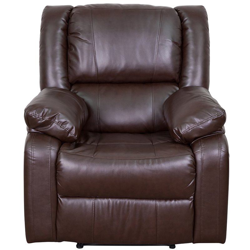 Home Square 2 Piece Upholstered Leather Recliner Set in Brown
