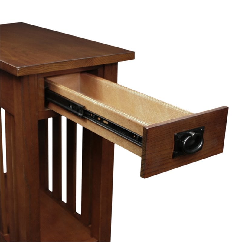 Home Square Mission Solid Ash Wood End Table in Medium Oak (Set of 2)