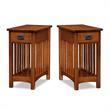 Home Square Mission Solid Ash Wood End Table in Medium Oak (Set of 2)