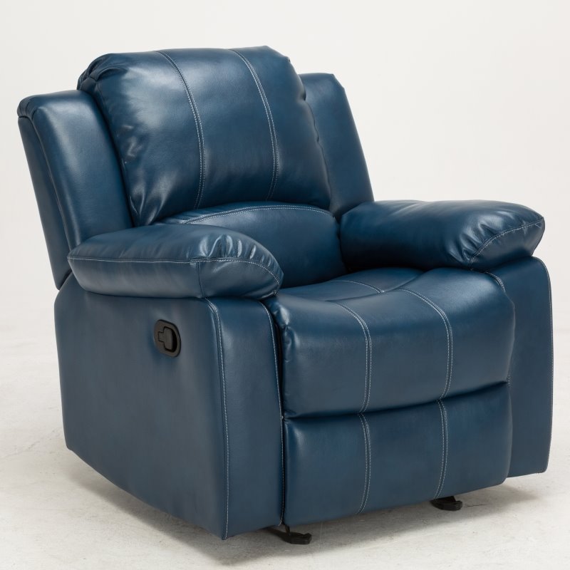 Home Square 2 Piece Faux Leather Recliner Set in Navy Blue