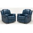 Home Square 2 Piece Faux Leather Recliner Set in Navy Blue