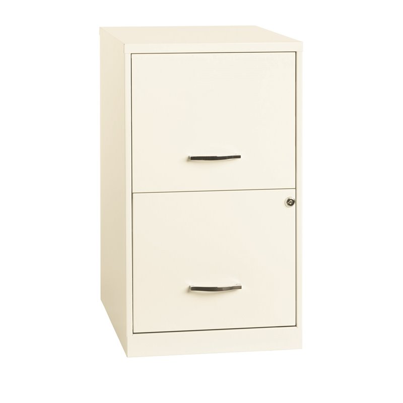 Home Square 2 Drawer Metal Filing Cabinet Set in Pearl White (Set of 2)