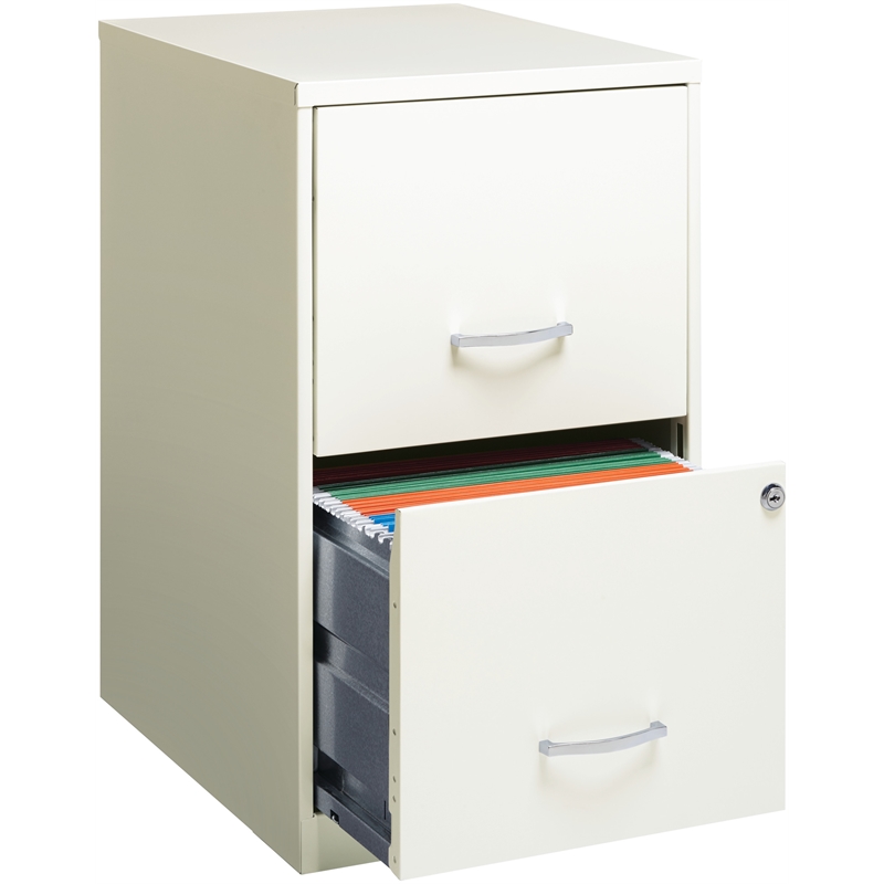 Home Square 2 Drawer Metal Filing Cabinet Set in Pearl White (Set of 2)
