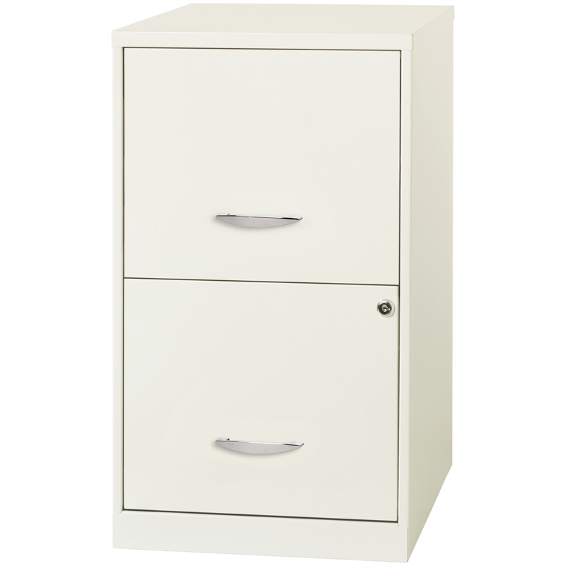 Home Square 2 Drawer Metal Filing Cabinet Set in Pearl White (Set of 2)