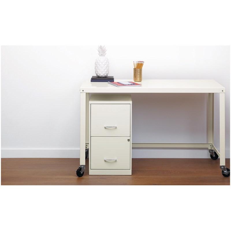 Home Square 2 Drawer Metal Filing Cabinet Set in Pearl White (Set of 2)
