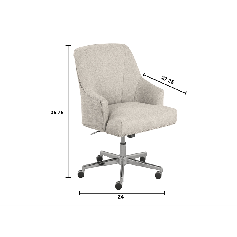 Home Square 2 Piece Swivel Linen Office Chair Set in Light Gray