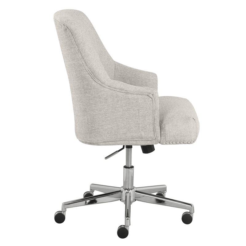 Home Square 2 Piece Swivel Linen Office Chair Set in Light Gray