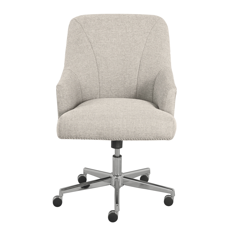 Home Square 2 Piece Swivel Linen Office Chair Set in Light Gray