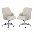 Home Square 2 Piece Swivel Linen Office Chair Set in Light Gray