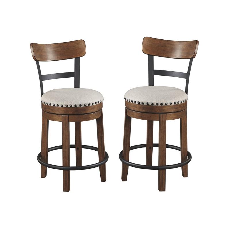 Home Square 2 Piece Swivel Upholstered Polyester Counter Stool Set in Brown