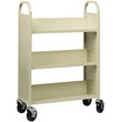 Home Square 2 Piece Single-sided Metal Mobile Book Cart Set in Putty/Beige