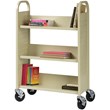 Home Square 2 Piece Single-sided Metal Mobile Book Cart Set in Putty/Beige
