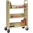 Home Square 2 Piece Single-sided Metal Mobile Book Cart Set in Putty/Beige
