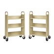 Home Square 2 Piece Single-sided Metal Mobile Book Cart Set in Putty/Beige