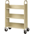 Home Square 2 Piece Single-sided Metal Mobile Book Cart Set in Putty/Beige