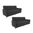 Home Square 2 Piece Coil Linen Convertible Sleeper Sofa Set in Gray