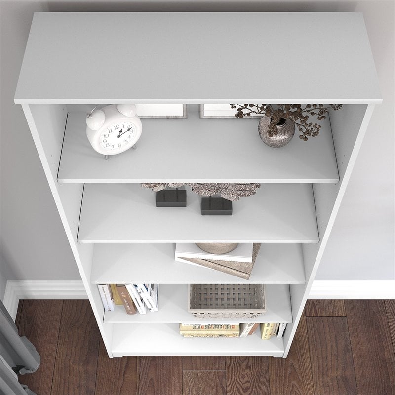 Home Square 2 Piece Traditional Cabot 5-shelf Wood Bookcase Set in White
