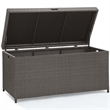 Home Square 2 Piece Wicker Patio Deck Box Set in Weathered Gray