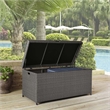 Home Square 2 Piece Wicker Patio Deck Box Set in Weathered Gray